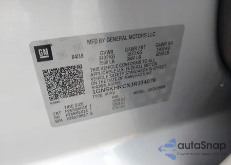 2018 Chevrolet Suburban Lt из США, поврежденный, VIN 1GNSKHKCXJR334078